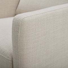 Swivel Armchair with Linen Upholstery and Black Metal Legs