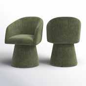 Swivel Armchairs, Set of 2, Mellow Forest Chenille with Barrel Back