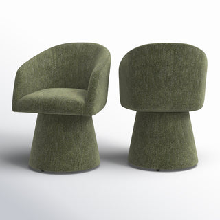 Swivel Armchairs, Set of 2, Mellow Forest Chenille with Barrel Back