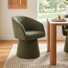 Swivel Armchairs, Set of 2, Mellow Forest Chenille with Barrel Back