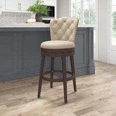 Swivel Bar Stool, 30.5 in Seat Height with Polyester Upholstered Seat