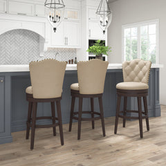 Swivel Bar Stool, 30.5 in Seat Height with Polyester Upholstered Seat