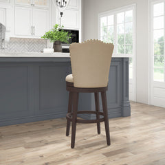 Swivel Bar Stool, 30.5 in Seat Height with Polyester Upholstered Seat