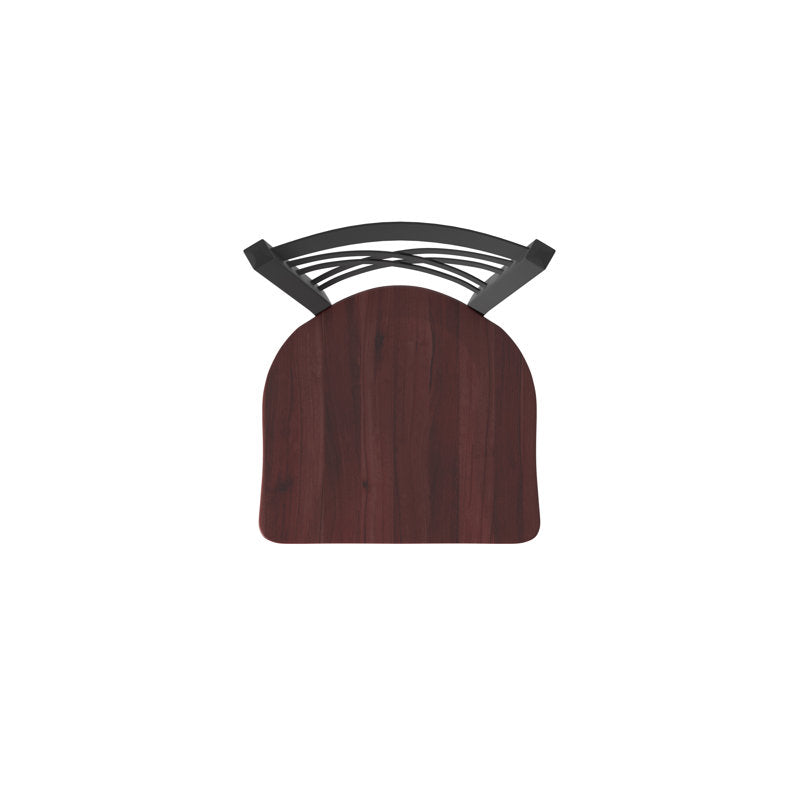 Swivel Bar Stool, 30 in Seat Height, Dark Cherry Maple Seat with Black Frame