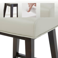 Swivel Bar Stool, 30 in Seat Height, Light Gray Faux Leather with Wood Frame