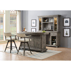 Swivel Bar Stool, 30 in Seat Height, Off-White Vinyl Seat with Gray Base