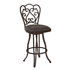 Swivel Bar Stool, 30 Inch Seat Height, Espresso Fabric with Metal Frame