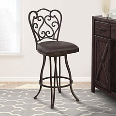 Swivel Bar Stool, 30 Inch Seat Height, Espresso Fabric with Metal Frame