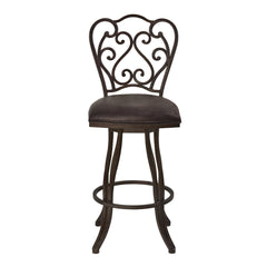 Swivel Bar Stool, 30 Inch Seat Height, Espresso Fabric with Metal Frame
