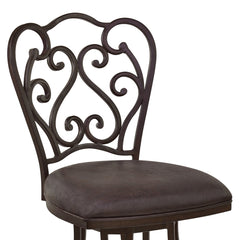 Swivel Bar Stool, 30 Inch Seat Height, Espresso Fabric with Metal Frame