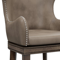 Swivel Bar Stool, 30 Inch Seat Height, Rubberwood Frame, Nailhead Trim