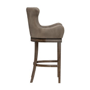 Swivel Bar Stool, 30 Inch Seat Height, Rubberwood Frame, Nailhead Trim