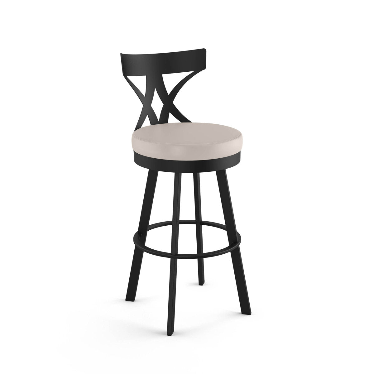 Swivel Bar Stool with 30 in Seat Height in Cream Faux Leather