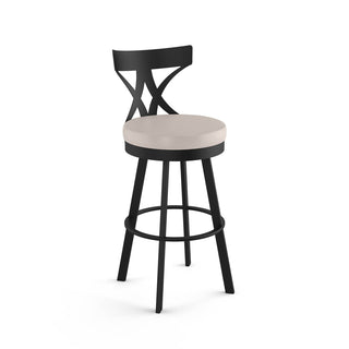 Swivel Bar Stool with 30 in Seat Height in Cream Faux Leather