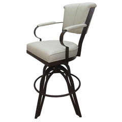 Swivel Bar Stool with Arms, Steel Frame, Vinyl Seat, 30 Inch Seat Height