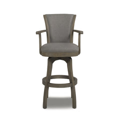 Swivel Bar Stool with Footrest in Heathered Gray Linen