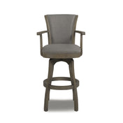 Swivel Bar Stool with Footrest in Heathered Gray Linen