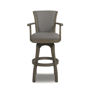 Swivel Bar Stool with Footrest in Heathered Gray Linen