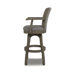 Swivel Bar Stool with Footrest in Heathered Gray Linen