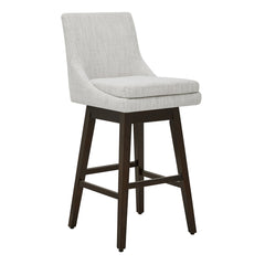 Swivel Bar Stools, Set of 2, Ivory Fabric with Espresso Wood Base