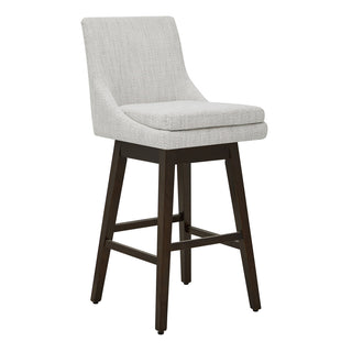 Swivel Bar Stools, Set of 2, Ivory Fabric with Espresso Wood Base