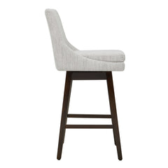 Swivel Bar Stools, Set of 2, Ivory Fabric with Espresso Wood Base