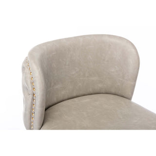 Swivel Bar Stools, Set of 2, White Faux Leather, Gold Metal Base