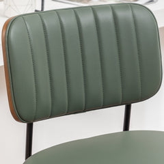 Swivel Bar Stools, Set of 3, Green Faux Leather with Wood Frame