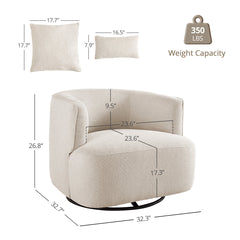 Swivel Barrel Accent Chair, Oat Chenille with Black Metal Legs