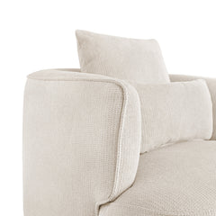 Swivel Barrel Accent Chair, Oat Chenille with Black Metal Legs