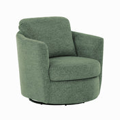 Swivel Barrel Accent Chairs, Set of 2, Green Chenille with Metal Frame