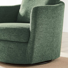 Swivel Barrel Accent Chairs, Set of 2, Green Chenille with Metal Frame