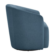 Swivel Barrel Chair, Blue Polyester Blend with Black Metal Legs