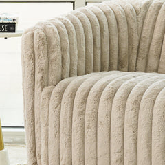Swivel Barrel Chair, Cream Velvet, Tufted Back