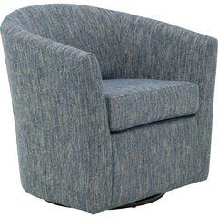 Swivel Barrel Chair in Navy Polyester with Black Legs