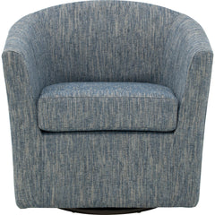 Swivel Barrel Chair in Navy Polyester with Black Legs