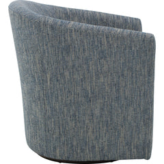 Swivel Barrel Chair in Navy Polyester with Black Legs