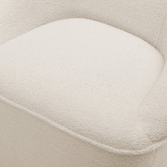 Swivel Barrel Chair in Off White Fabric with Black Legs