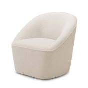 Swivel Barrel Chair in Off White Fabric with Black Legs