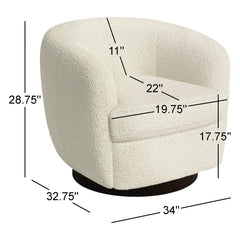 Swivel Barrel Chair in Sherpa with Black Legs