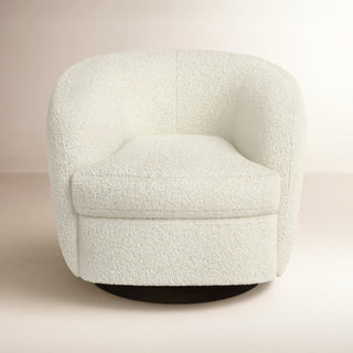 Swivel Barrel Chair in Sherpa with Black Legs