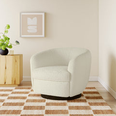 Swivel Barrel Chair in Sherpa with Black Legs