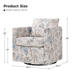 Swivel Barrel Chair, Polyester Slipcover with Black Metal Legs