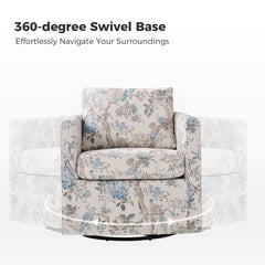 Swivel Barrel Chair, Polyester Slipcover with Black Metal Legs