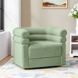 Swivel Barrel Chair, Sage Polyester with Metal Legs