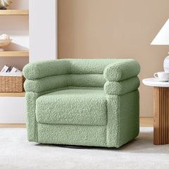 Swivel Barrel Chair, Sage Polyester with Metal Legs
