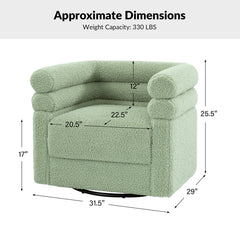 Swivel Barrel Chair, Sage Polyester with Metal Legs