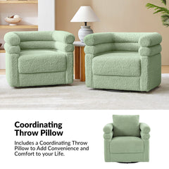 Swivel Barrel Chair, Sage Polyester with Metal Legs