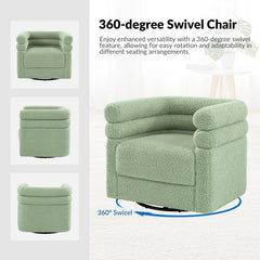 Swivel Barrel Chair, Sage Polyester with Metal Legs