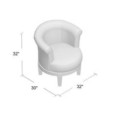 Swivel Barrel Chair, Solid Wood Frame, Smokey Blue Performance Fabric